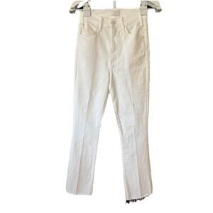 Mother Denim Hustler Ankle Fray Jeans High Rise Fairest of Them White All Sz 25